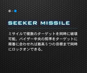 SEEKER MISSILE ~TCŕ̃^[Qbg𓯎ɔj\BoCU[̏Ə^[QbgɏԂɍ킹΍ōT̖ڕW܂œɃbNIłB